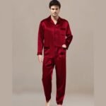 Shop Best Quality Maroon Silk Men Nightdress Online in Pakistan