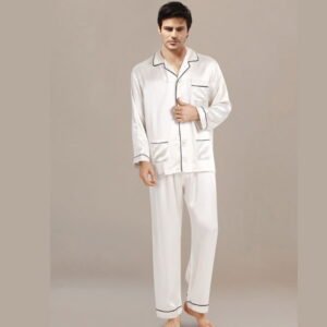 Shop Best Quality White Silk Men Nightdress Online in Pakistan