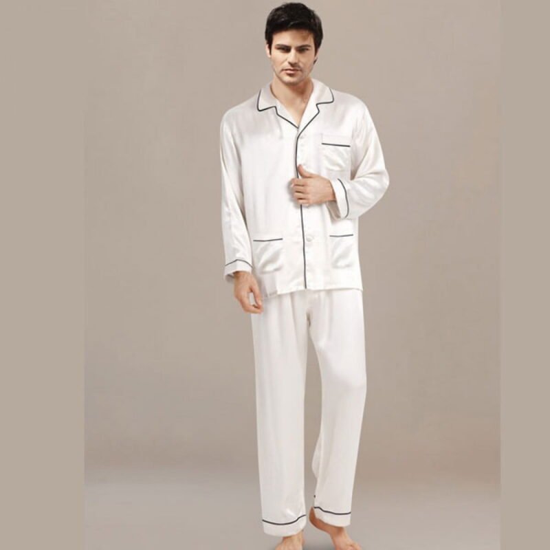 Shop Best Quality White Silk Men Nightdress Online in Pakistan