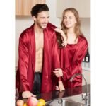 Buy Set of Red Luxury Silk Couple Robes Online in Pakistan | Cash on Delivery