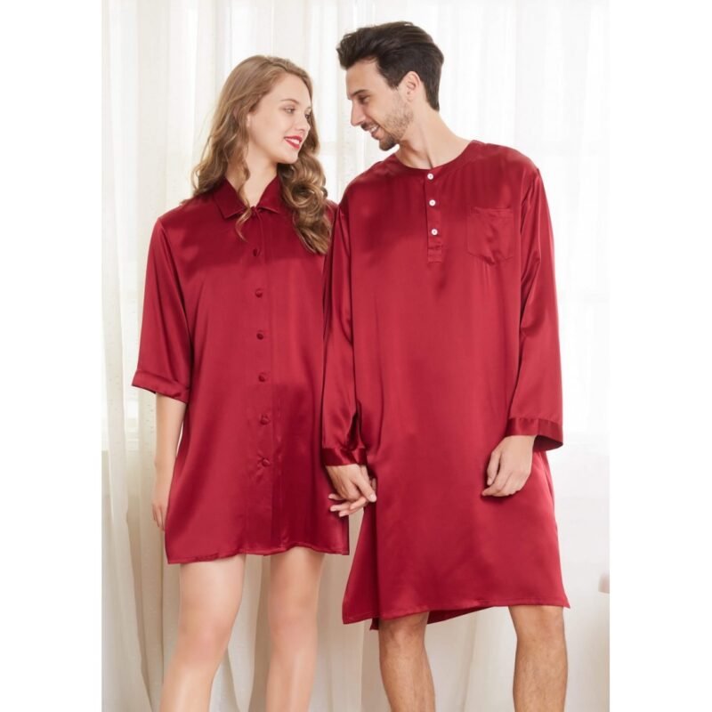 Buy Red Silk Couple Nightshirts Online Pakistan