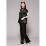 Buy Black Half Buttoned Front Silk Night Suit Pajamas for Women Online in Pakistan