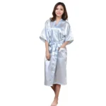 Buy Sky Blue Dual Pocket Silk Long Night Gown for Women Online at Ajmery Pakistan