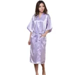 Buy Light Purple Dual Pocket Silk Long Night Gown for Women Online at Ajmery Pakistan