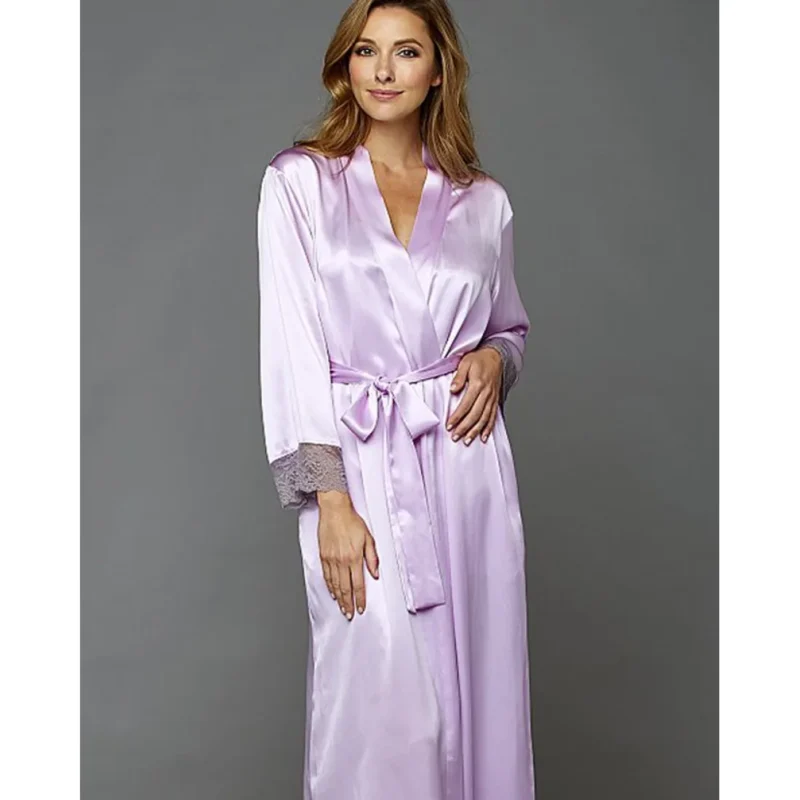 Buy Lavender Long Silk Gown Ladies Sleepwear Online in Pakistan
