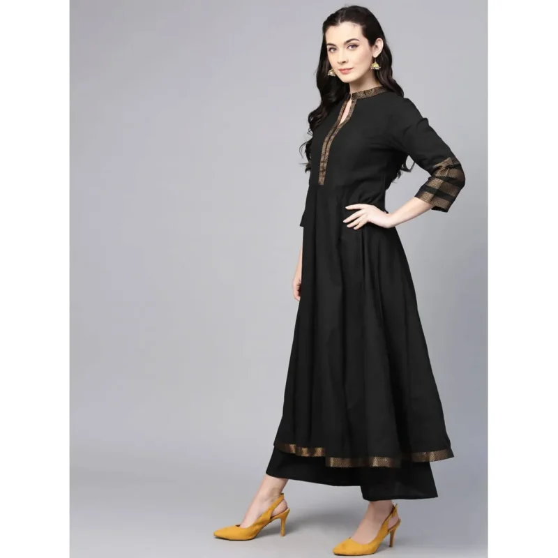 Buy Black Kurti Palazzo Set With Lace Detail for Women Online in Pakistan
