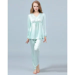 Silk Pullover Shirt Pajama Sets for Women NT-0035-BG