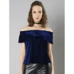 Buy Bardot Velvet Top Online - A luxurious and elegant off-shoulder top made from high-quality velvet, perfect for special occasions