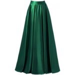 Buy Green Flared Satin Maxi Skirt Online at Ajmery Pakistan