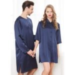 Buy Navy Blue Silk Couple Nightshirts Online in Pakistan at Best Price!
