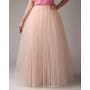 Buy Long Skin Color Pleated Skirt for Women Online in Pakistan | Cash on Delivery