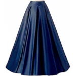 Buy Blue Long Fashion High Waist A-Line Silk Cancan Skirt Online in Pakistan