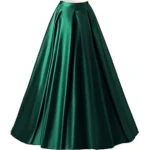 Buy Green Long Fashion High Waist A-Line Silk Cancan Skirt Online in Pakistan