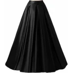 Buy Black Long Fashion High Waist A-Line Silk Cancan Skirt Online in Pakistan