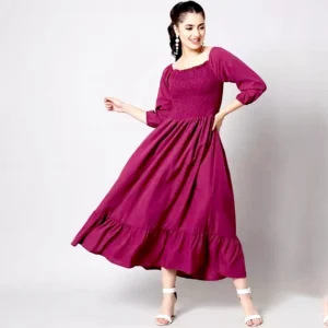 Buy smocked bodice Long maxi dress online in Pakistan
