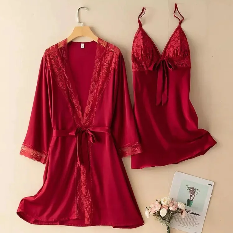 Buy Silk Rose - 2Pc Light Maroon Bridal Nighty Set Online in Pakistan | Cash on Delivery