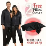 Buy Black Silk Couple Pajama Set with 2 Pillow Covers Free Online in Pakistan