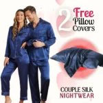 Buy Blue Silk Couple Pajama Set with 2 Pillow Covers Free Online in Pakistan