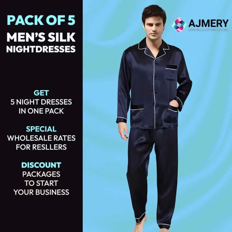 Special offer for resellers Pack of 5 Silk Men's Nightdresses Online in Pakistan