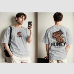Buy Heather Gray Money Printed Drop Shoulder Tees Online| Ajmery Pk
